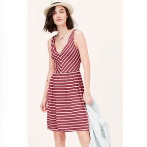 LOFT Striped Crossover Cutout Back Dress